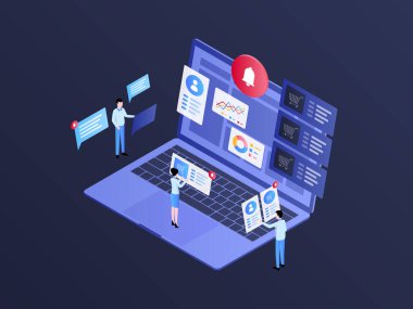 Sipariş Bildirimi Isometric Illustration Dark Gradient. Mobil Uygulama, Web Sitesi, Banner, Diyagramlar, Bilgi Grafikleri ve Diğer Grafiksel Varlıklar İçin Uygun.