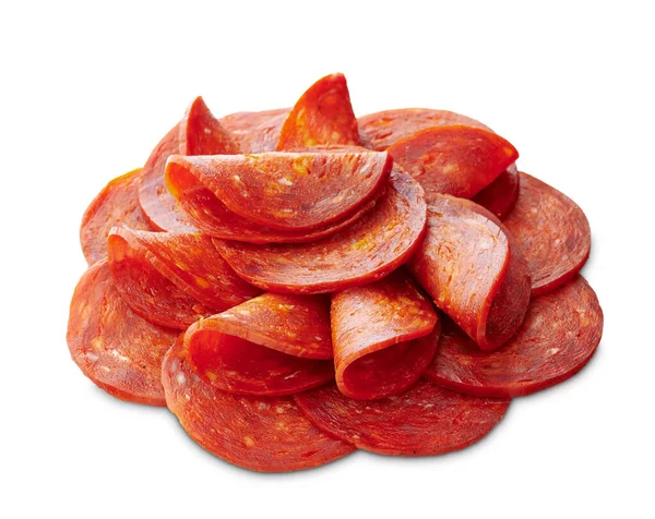Sliced Salami Sausage Isolated White Background — Stock Photo, Image