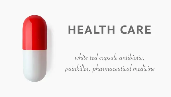 Witte rode geneesmiddelcapsule 3D realistische vectorafbeelding. Antibiotica of pijnstillers — Stockvector