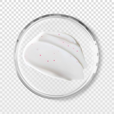 Kozmetik ovalama ile petri kabı izole edilmiş gerçekçi vektör çizimi