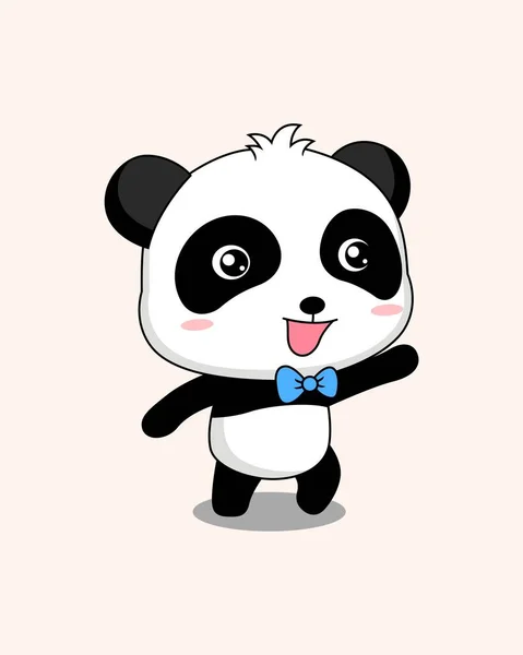 Disegno Vettore Danza Piccolo Panda — Vettoriale Stock