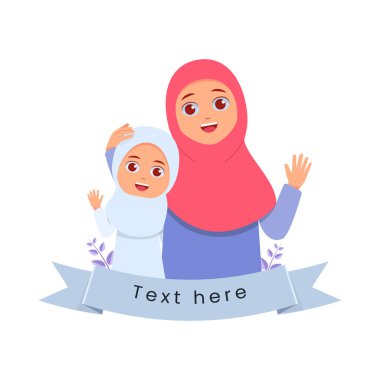 Anne ve kızın kucaklaşması ve el sallaması portresi.