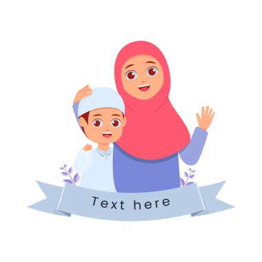 Anne ve oğlunun kucaklaşma ve poz verme portresi.