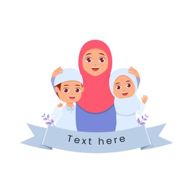 Anne ve iki çocuğunun mutlu portresi.