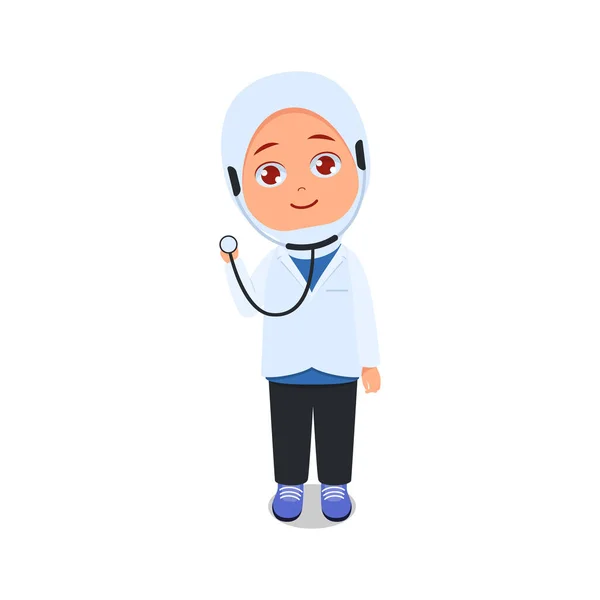 Linda Chica Médico Posando Con Estetoscopio — Vector de stock