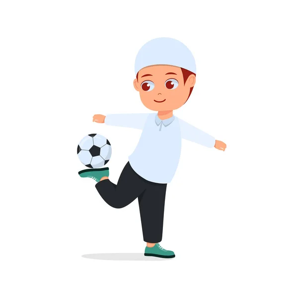 Mignon Garçon Faire Freestyle Soccer — Image vectorielle