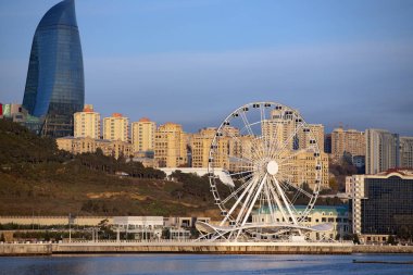 Baku. Azerbaijan. 03.24.2020 year. Nice view of the city from the boulevard.