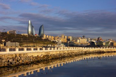 Baku. Azerbaijan. 03.24.2020 year. Nice view of the city from the boulevard.