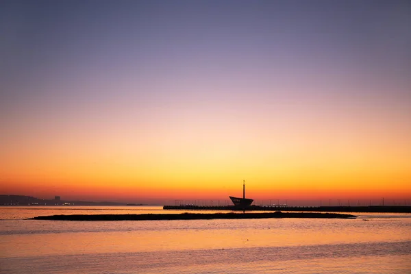 Baku Azerbaijan 2020 Dawn Caspian Bay — Foto Stock