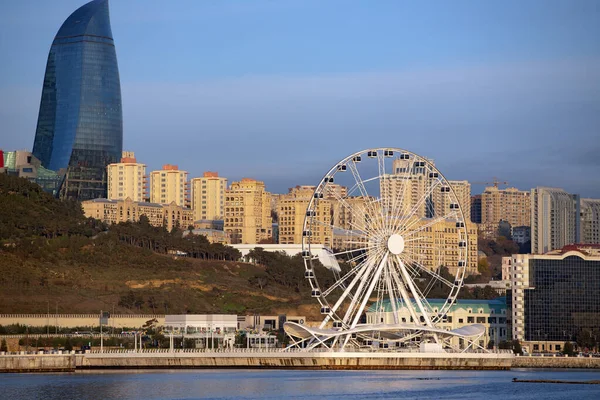 Baku Azerbaijan 2020 Year Nice View City Boulevard Fotos De Bancos De Imagens