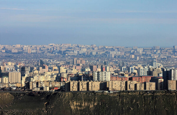 The beautiful city of Baku on the edge of the mountain. Azerbaijan.