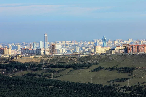 Piękne Miasto Baku Skraju Góry Azerbejdżan — Zdjęcie stockowe