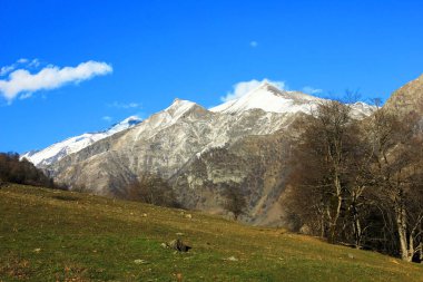 Kışın güzel karlı dağlar. Gabala. Azerbaycan.