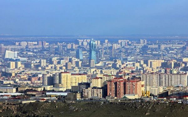 Bela Cidade Baku Borda Montanha Azerbaijão — Fotografia de Stock