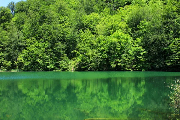 Hermoso Lago Azul Alto Las Montañas Región Shabran Azerbaiyán —  Fotos de Stock