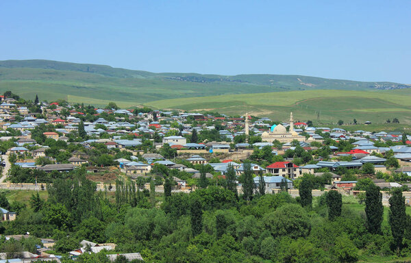 The city of Shamakhi at the foot of the mountain. Azerbaijan.