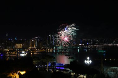 Beautiful fireworks over the city of Baku. Azerbaijan. Armed Forces Day. 2016 year.