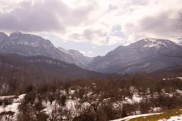 Zimowy Las Górach Region Guba Azerbejdżan — Zdjęcie stockowe