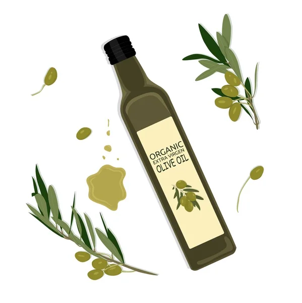 Butelka oliwy z oliwek. — Wektor stockowy