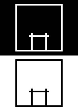 Geometrik şekillerden (kare, dikdörtgen) ve çizgilerden oluşan bir sembol. Doğrusal düz stil. Vektör resmi izole edildi.