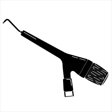 Diş içi kum püskürtme makinesi çizimi. Doğrusal düz stil. Vektör resmi izole edildi.