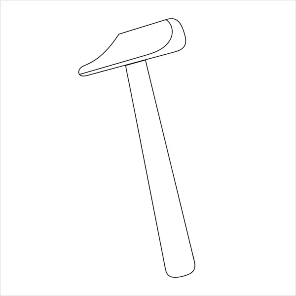 Line Drawing Hammer Isolated Vector Illustration — Stock Vector