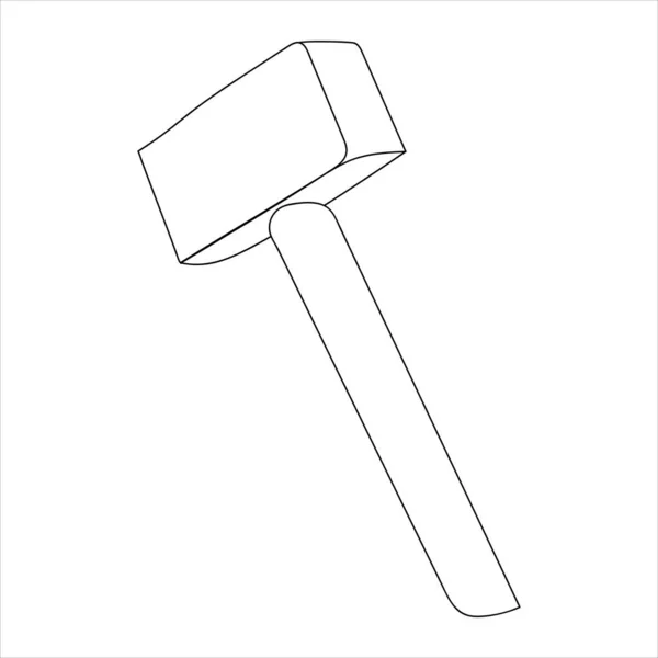 Line Drawing Hammer Isolated Vector Illustration — Stock Vector