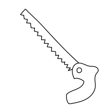 Demir testeresi çizimi, testere. İzole vektör illüstrasyonu.