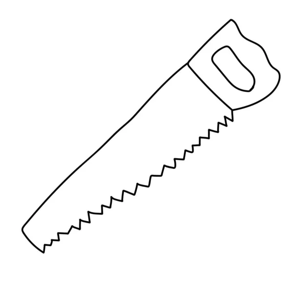 Line Drawing Hacksaw Saw Isolated Vector Illustration — Stock Vector