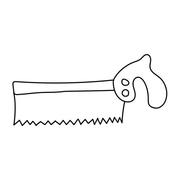 Чертеж Ножовки Пилы Изолированная Векторная Иллюстрация — стоковый вектор