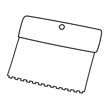Spatula siluetinin serbest çizgili taslak sanatı. İnşaat ve bitiş aletleri. İzole vektör illüstrasyonu.