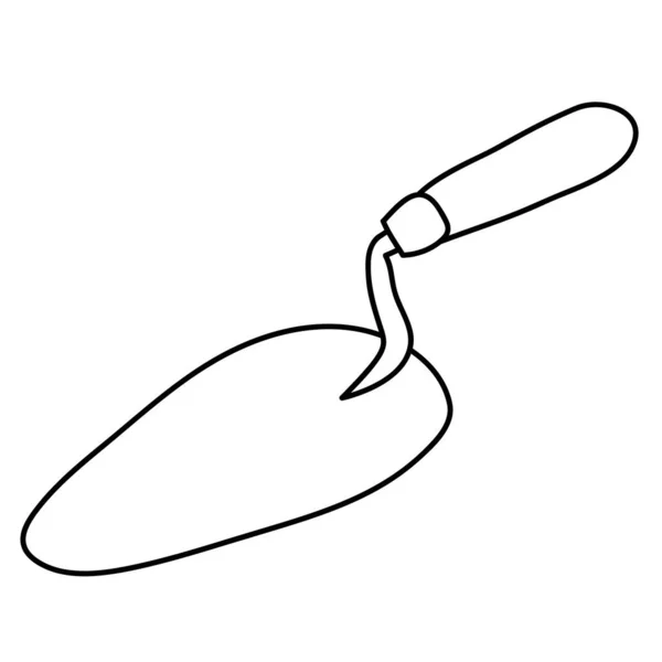 Freehand Sketchy Line Art Trowel Silhouette Construction Finishing Tool Isolated — Stock vektor