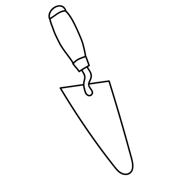 Freehand Sketchy Line Art Trowel Silhouette Construction Finishing Tool Isolated — Vettoriale Stock