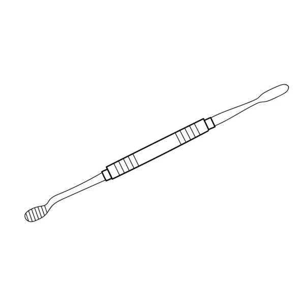 Freihändig Skizzenhafte Linienkunst Der Zahnärztlichen Instrumentensilhouette Medizinische Instrumente Isolierte Vektorillustration — Stockvektor