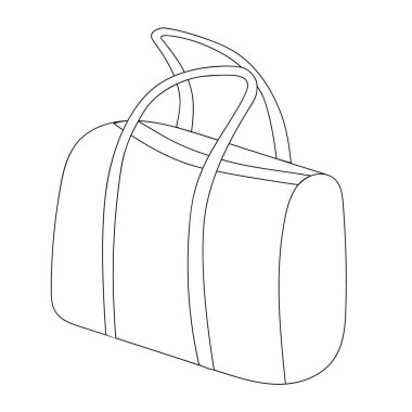 Kadın el çantası siluetinin serbest çizgili taslak sanatı. Bir parça giysi. Suç ortağı. İzole illüstrasyon.