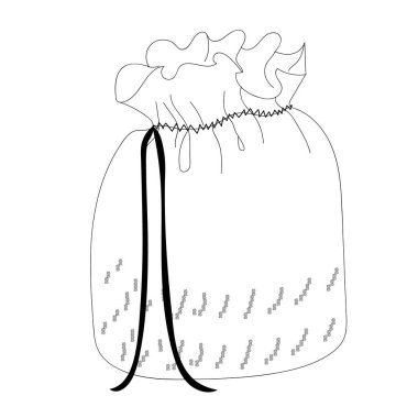 Kadın el çantası siluetinin serbest çizgili taslak sanatı. Bir parça giysi. Suç ortağı. İzole illüstrasyon.