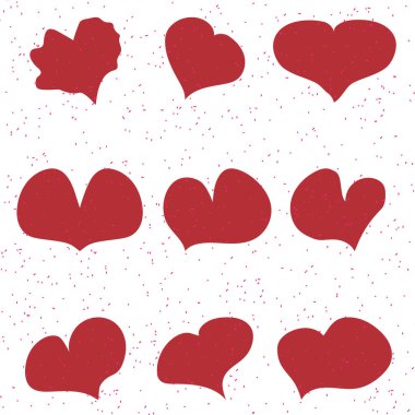 Noktalı desenli kırmızı kalpler.