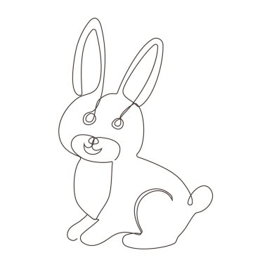 Sketchy, contour silhouette of a hare, a rabbit. Continuous one line drawing. Isolated vector illustration with black line on white background. Line art.