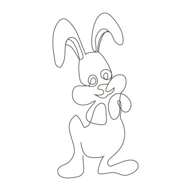 Sketchy, contour silhouette of a hare, a rabbit. Continuous one line drawing. Isolated vector illustration with black line on white background. Line art.