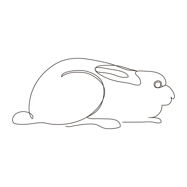 Sketchy Contour Silhouette Hare Rabbit Continuous One Line Drawing Isolated — Vettoriale Stock