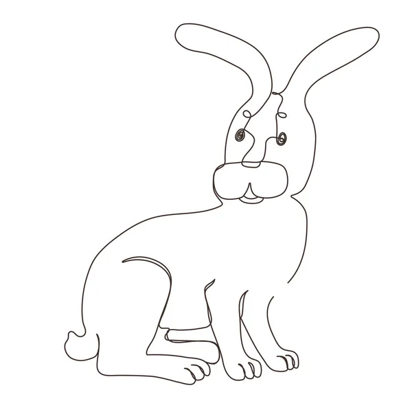 Sketchy Contour Silhouette Hare Rabbit Continuous One Line Drawing Isolated — 스톡 벡터