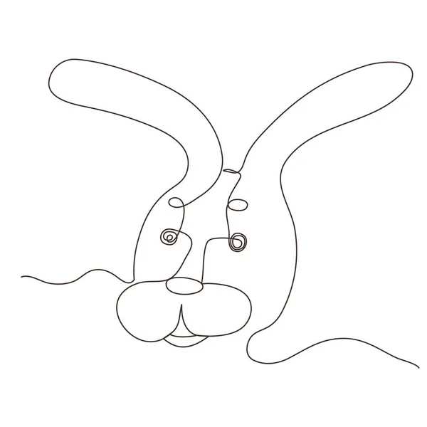 Sketchy Contour Silhouette Hare Rabbit Continuous One Line Drawing Isolated —  Vetores de Stock