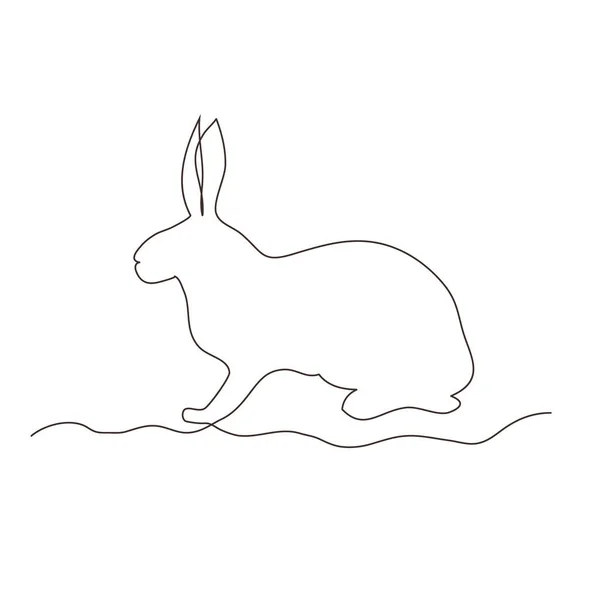 Sketchy Contour Silhouette Hare Rabbit Continuous One Line Drawing Isolated — Wektor stockowy