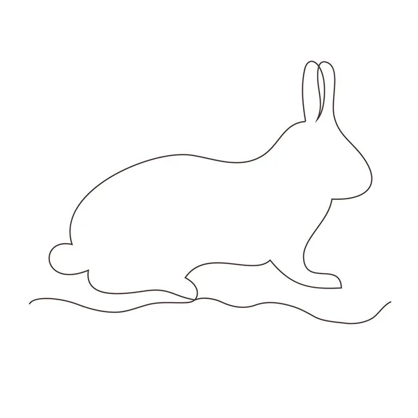 Sketchy Contour Silhouette Hare Rabbit Continuous One Line Drawing Isolated — Stock Vector