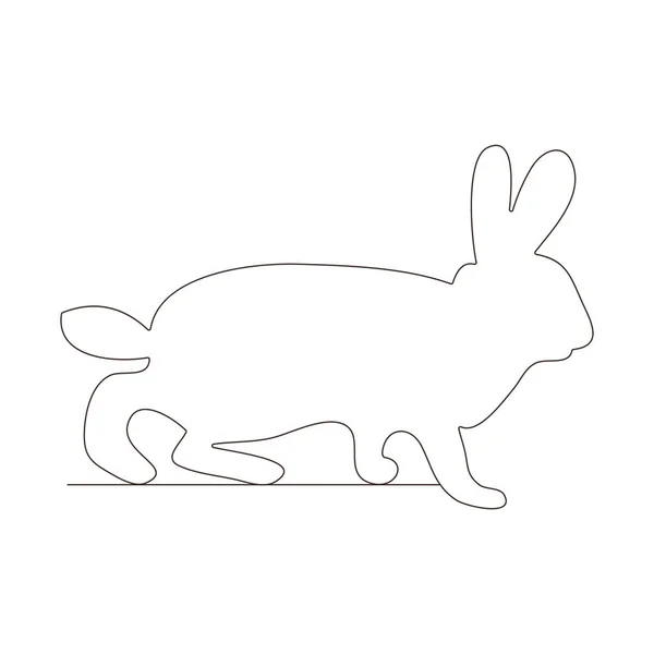 Sketchy Contour Silhouette Hare Rabbit Continuous One Line Drawing Isolated — Image vectorielle