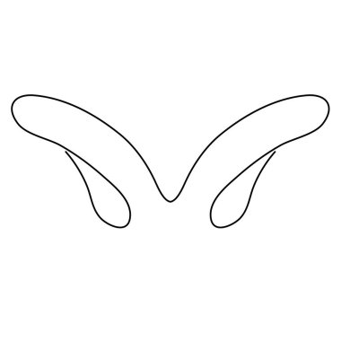 Sketchy, bir tavşan kulağı silueti, bir tavşan. Sürekli bir çizgi çiziyor. Beyaz zemin üzerinde siyah çizgi olan izole vektör çizimi. Satır sanatı.