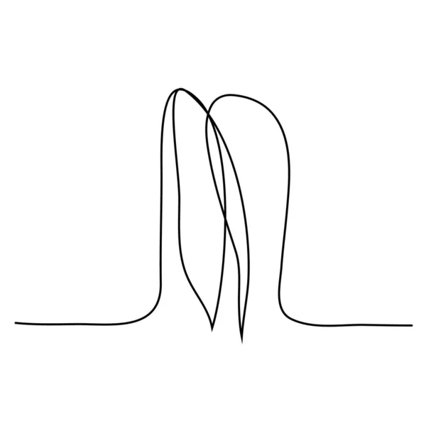 Sketchigt Kontursiluett Öronen Hare Kanin Kontinuerlig Linje Ritning Isolerad Vektor — Stock vektor