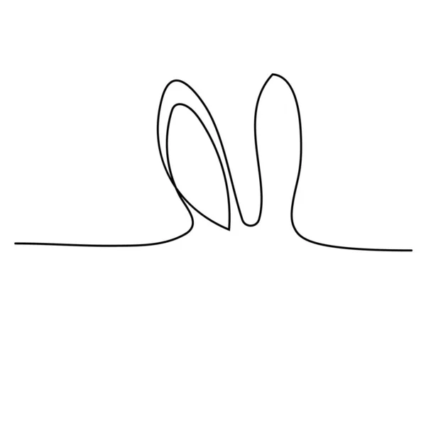 Sketchy Bir Tavşan Kulağı Silueti Bir Tavşan Sürekli Bir Çizgi — Stok Vektör