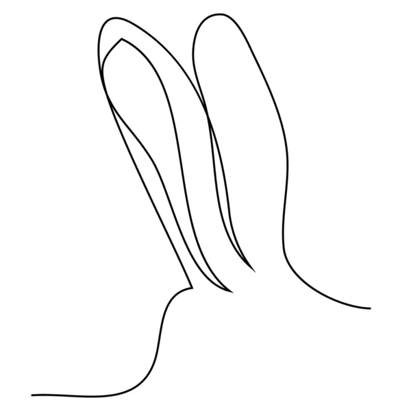 Sketchy Contour Silhouette Ears Hare Rabbit Continuous One Line Drawing — Stock Vector