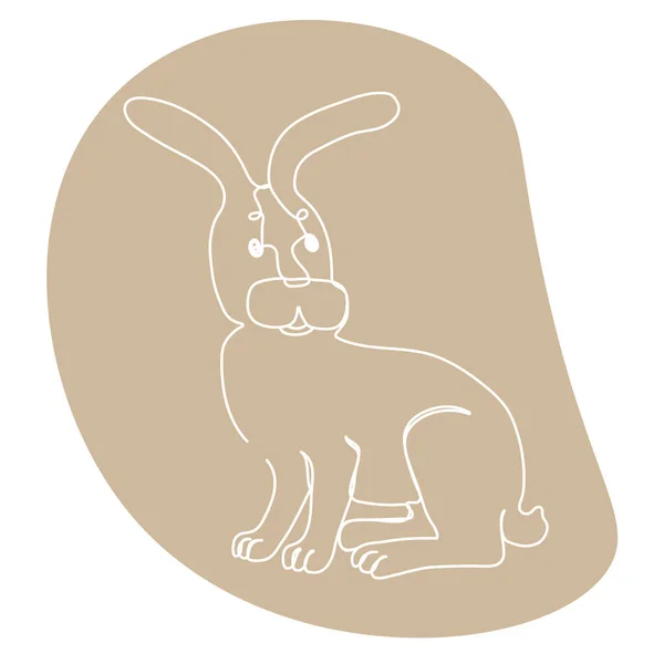 Silhouette Esquissée Contour Lièvre Lapin Oreilles Dessin Continu Une Ligne — Image vectorielle